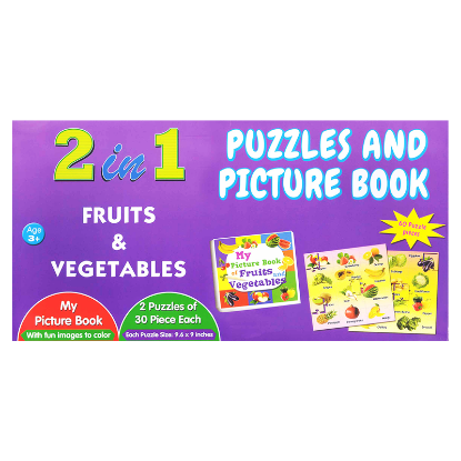 Picture of 2-IN-1 PUZZLES AND PICTURE BOOK - FRUITS & VEGETABLES