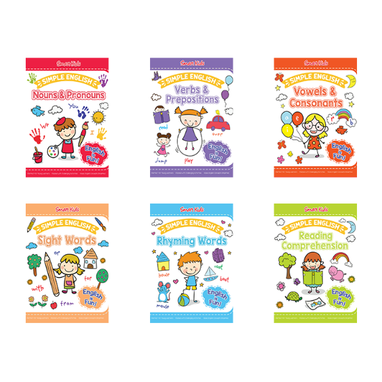 Picture of SMART KIDS SIMPLE ENGLISH SET OF 6 (NOUNS, VOWELS, VERBS, READING COMPRE, SIGHT WORDS, &RHYMING WORDS)